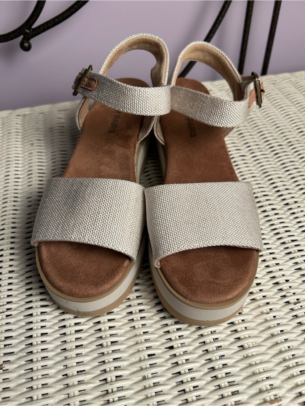 NWOT Dream Pairs Platform Espadrille Sandals Beige Canvas Ankle Strap Womens - Picture 2 of 9